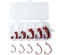 RASTKY Ami a Vite Senza Fine Offset 50 Pezzi Ami da Pesca Set in Acciaio Ad Alto Tenore di Carbonio con Scatola per Attrezzatura 5 Dimensioni/Rosso per gli Appassionati di Pesca (rosso)