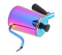 RASTKY Bollitore da caffè in Acciaio Inossidabile 304 Sicuro e Durevole con Manico Ergonomico in Legno Vaschetta Antigoccia da 700 Ml per L'home Office (Bocca lunga: sette colori)