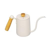 RASTKY Bollitore per caffè da Versare Sopra da 600 Ml Manico in Legno Design con Orecchie Pendenti Caffettiera di Grande capacità per Caffetterie e Ristoranti Acciaio Inossidabile (WHITE)