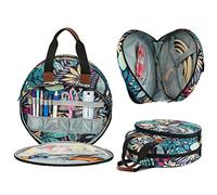 RASTKY Borsa Portaoggetti per Attrezzi da Ricamo Materiale Oxford Durevole per Progetti di Ricamo e Punto Croce 13,5x3,5x13,5 Pollici per Principianti/appassionati (foglie blu)