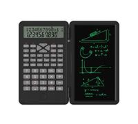 RASTKY Calcolatrice Matematica con Blocco Note 240 Funzioni Display LCD a 2 Righe Calcolatrice Finanziaria Pieghevole per Scuola Media Bianco (BLACK)