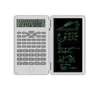 RASTKY Calcolatrice Matematica con Blocco Note 240 Funzioni Display LCD a 2 Righe Calcolatrice Finanziaria Pieghevole per Scuola Media Bianco (WHITE)