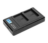 RASTKY Carica Due Batterie Contemporaneamente, Caricatore della Batteria della Fotocamera Portatile con Display LCD, Interfaccia USB, Fotografia di Viaggio e Esterna, Protezione da