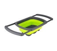 RASTKY Cestello Scolapiatti Pieghevole per Frutta Verdura, Robusto Strumento di Stoccaggio da in Plastica per Conservare Salvaspazio, Verde 15,2x10,4x1,6 Pollici, Ideale per Uso Domestico