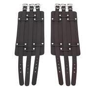 RASTKY Cintura da Polso Larga Regolabile in Pelle da 2 Pezzi, Stile Punk, Polsino in Pelle Marrone per Uomini e Donne, Dimensioni 11,6 X 3,1 Pollici