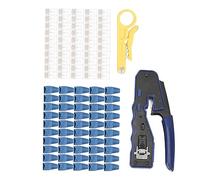 RASTKY Crimpatrice Professionale RJ45 con Connettori e Manicotti CAT6, Taglierina Crimpatrice Ethernet Multiuso per Connettore Passante CAT5e CAT6A