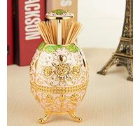 RASTKY Dispenser per Stuzzicadenti Automatico Pressa Rotante Automatica Dispenser per Porta Stuzzicadenti Contenitore Decorazione di Casa Porta per Hotel (Ricchi piedini in nastro bianco e oro)