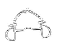 RASTKY Filetto per Bocca di Cavallo con Anello a D in Acciaio Inossidabile con Catena per Bocca di Cavallo da 135 Mm, Impedisce di Mordere Il per Tutti i Cavalli, Allevamento di Cavalli e Pista