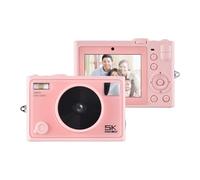 RASTKY Fotocamera Digitale Pieghevole 5K 72MP, Doppio Obiettivo Zoom 18X Messa A Fuoco Automatica Batteria Integrata Filtri Colorati Flash LED, Fotocamera Compatta con WiFi per Studenti, (PINK)