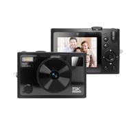 RASTKY Fotocamera Digitale Pieghevole 5K 72MP, Doppio Obiettivo Zoom 18X Messa A Fuoco Automatica Batteria Integrata Filtri Colorati Flash LED, Fotocamera Compatta con WiFi per Studenti, (BLACK)