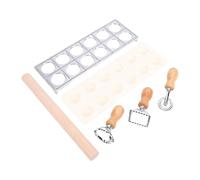 RASTKY Kit Completo di Ravioliress da 12 le con Woodasta Rollingin, Stampo per Ravioli in Acciaio Inossidabile e Woodenasta Cuttermemadeasta Andough Creation