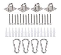 RASTKY Kit di Sospensione con Gancio Resistente Alla Ruggine in Acciaio Inossidabile per Amaca da Altalena Yoga, Ganci da Altalena da Soffitto con Forte capacità di Carico per Sete Aeree, Set da 4
