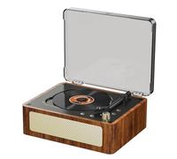 RASTKY Lettore Compact Disc Portatile Vintage con Struttura in Legno ABS Marrone con Telecomando per Esterno Lettore Desktop retrò Ricaricabile 9,84 * 8,39 * 4,17 Pollici