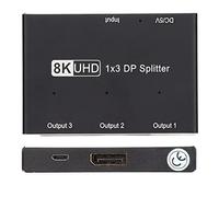 RASTKY Lo Splitter DisplayPort 8K 30Hz 4K 144Hz Supporta 3 Schermi Uguali o Diversi per Hotel Scolastici, Lega di Alluminio
