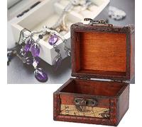 RASTKY Mini Portagioie Vintage in Legno Realizzato a Mano - Eleganti Anelli, Orecchini e Collane con Chiusura in Lega - per la Casa e per il Viaggio (mappa del mondo)