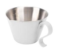 RASTKY Misurino in Acciaio Inossidabile con Manico, Misurino per caffè in Acciaio Inossidabile Beccuccio a Forma di V 100ML Brocca per Schiuma di Latte Tazza da caffè, in Metallo a Doppio Beccuccio