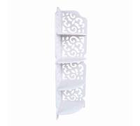 RASTKY Moderno scaffale angolare bianco a 4 livelli per il bagno di stoccaggio cosmetico Costruzione ecologica WPC
