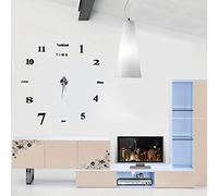 RASTKY Orologio da Parete, Moderno Grande Kit Specchio 3D Acrilico Horloge Moderne Adesivo Decorativo per la Decorazione della Stanza Unico TYP 2 Schwarz