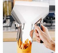 RASTKY Paletta per Patatine Fritte con Doppio Manico in Acciaio Inox - Paletta per Patatine per Popcorn in Acciaio Inox con Manico per Uso Commerciale in Ristorante - Multiuso per Bagger Francese