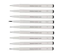 RASTKY Penne Micro Line Impermeabili Scrittura 9 Pezzi per Disegni a Tratteggio Colorazione con Vernice a Base D'acqua in Plastica