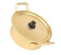 RASTKY Pentola per Spaghetti Ramen Coreani con Coperchio - Pentola per Spaghetti Coreani in Alluminio Giallo Fornello con Design a Doppio Manico e Ceramica Elettrica (16 centimetri)