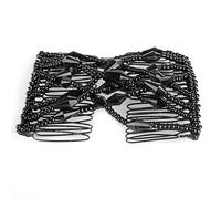 RASTKY Pettine per Capelli Fermagli per Capelli Elastici con Perline Perline per per Donna Ragazza Scivolo Pettine Elastico Forcina Estensibile Caffè Elastico Doppio Forchette per Clamp/Holder (BLACK)