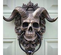 RASTKY Placca da Appendere Alla Parete con Scheletro di Dio Cornuto, Battente per Porta Dipinto a Mano per la Decorazione Domestica, Resina, 13,5 * 11 * 3 Cm per Porta D'ingresso o Stanza a Tema