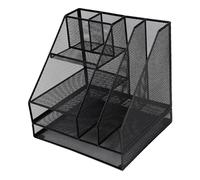 RASTKY Rete Nera con 2 Colonne e 4 Strati, Supporto Multifunzionale e Portadocumenti, Spazio per il Mio Studio e la Cancelleria Scolastica