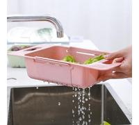 RASTKY Scolapiatti Scolapasta Estensibile Lavello Facile da Pulire Cestello Scarico Verdure per, Multifunzionale, per Piccoli Spazi (PINK)