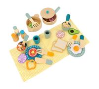RASTKY Set di Alimenti da Gioco in Legno Vibrante, Piatti Giocattolo di Simulazione Completi, Piatti per Bambini, Materiale in Legno di Alta qualità