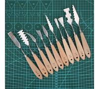 RASTKY Set di Coltelli per Pittura a Olio da 10 Pezzi Coltello per Raschietto a Forma di Dente in Acciaio Inossidabile per Diversi Materiali Artistici con Effetti di Pittura (Confezione da 10)