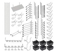 RASTKY Set di Ganci per Pannelli Forati in Metallo da 140 Pezzi, Robusti Sistemi di Chiusura con Picchetti per Appendere il Seminterrato della Cucina, Pannelli Forati da 1/8" e 1/4" con Spaziatura