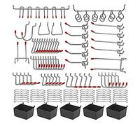 RASTKY Set di Ganci per Pannelli Forati in Metallo da 140 Pezzi, Robusti Sistemi di Chiusura con Picchetti per Appendere il Seminterrato della Cucina, Pannelli Forati da 1/8" e 1/4" con Spaziatura