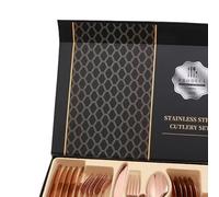 RASTKY Set di Posate in Acciaio Inossidabile Lucido Set di Coltelli, Forchette, Cucchiai Durevoli per la Confezione Regalo di Ristoranti di Casa 24 Pezzi, di Posate per Amici di Famiglia (#3)