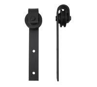 RASTKY Set di Ruote per Porta Scorrevole del Fienile Kit di Pulegge per Binari Sospesi Silenziosi per Soggiorno Camera da Letto Studio, Coppia di Ruote Hardware in Acciaio Al Carbonio, (BLACK)