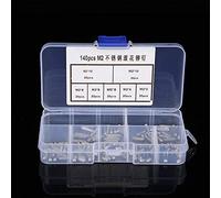 RASTKY Set di Scatole di Rivetti con Gambo Zigrinato a Testa Tonda Durevole M2 in Acciaio Inossidabile da 140 Pezzi per Fissaggio e Connessione 2-12 Mm per Tuttofare