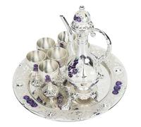 RASTKY Squisito Set di Bicchieri da Vino in Metallo retrò - 1 Vassoio, 6 Bicchieri e 1 Vaso - Decorativi in alluminio Antiruggine per Casa, Feste, Matrimoni o Regali Parole Chiave Vaso in Vetro da