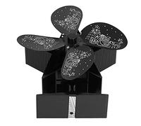 RASTKY Ventilatore per Camino Alimentato a Calore, 4 Pale Ecologiche, Modello Papà, Accessori per Camino per Soggiorno con Circolazione di Aria Calda (BLACK)