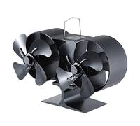 RASTKY Ventola per Stufa a Legna in Lega di Alluminio a Doppia Testa Distribuzione Efficiente del Calore per Interni Domestici