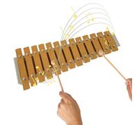 RASTKY Xilofono Classico Color Legno Glockenspiel a 13 Note Strumento Musicale con Fondo Antiscivolo con 2 Mazze per Principianti Colore Legno Naturale