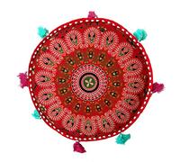 Rastogi Handicrafts Bohemian Ombre Yoga Decor Cuscino rotondo Meditazione Cuscino - Pouf indiano cotone organico - Blocco mano stampato (rosso)