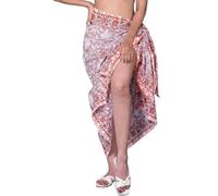 Rastogi Handicrafts, Pareo lungo e avvolgente da donna in 100% cotone, con stampa a blocchi di colore realizzati a mano (185,4 x 111,8 cm), Rosso 3, L