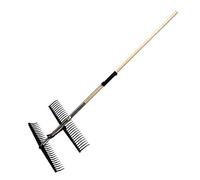 Rastrello Con Doppio Pettine Raccoglitore e Manico In Legno 185 Cm