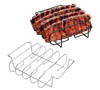 Rastrelliera antiaderente in acciaio inox per grigliare bistecche arrosto con struttura resistente, lavabile in lavastoviglie, per barbecue all'aperto, campeggio, cucina (nero)