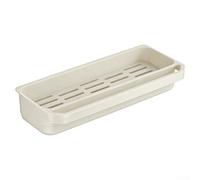 Rastrelliera autodrenante per lavello da cucina con ripiano di scarico e supporto per spugna per sapone, detergente e strumenti di pulizia, materiale ABS, senza fori, grigio (bianco)