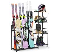 Rastrelliera autoportante per snowboard, 4 paia di sci, 3 confezioni da snowboard, scarponi, aste, occhiali, casco per garage, capannone, cantina