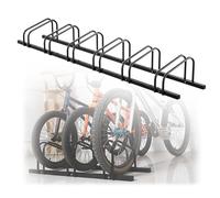 Rastrelliera Biciclette Cavalletto da parcheggio per interni ed esterni, rack di stoccaggio verticale montato a pavimento da 2 a 6 capacità, compatibile con(Black 6 racks)