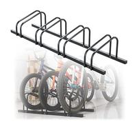 Rastrelliera Biciclette Cavalletto da parcheggio per interni ed esterni, rack di stoccaggio verticale montato a pavimento da 2 a 6 capacità, compatibile con(Black 4 racks)