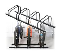 Rastrelliera Biciclette Portaoggetti verticale autoportante, supporto da parcheggio per biciclette da 2-6 capacità, compatibile con biciclette da montagna e da strada(Black 4 racks)