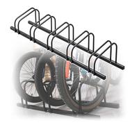 Rastrelliera Biciclette Portaoggetti verticale per garage, supporto per parcheggio per biciclette da 2-6 capacità, compatibile con bici da strada e mountain bike(Black 5 racks)